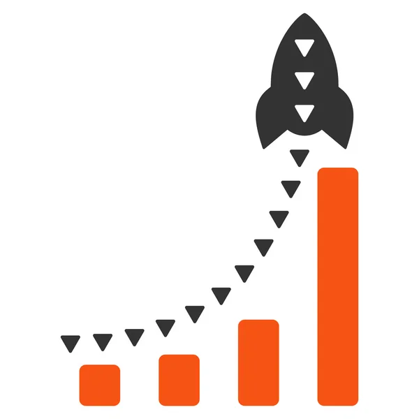 Rocket Business Bar Grafico Simbolo vettoriale piatto — Vettoriale Stock