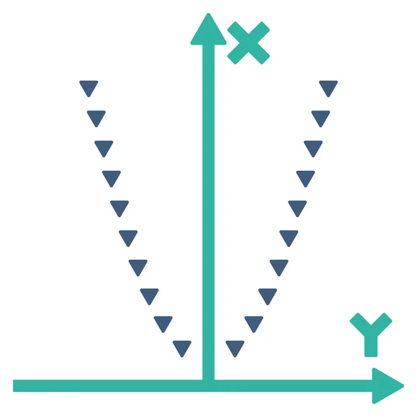 Kropkowane Parabola Działka płaska wektor Symbol — Wektor stockowy