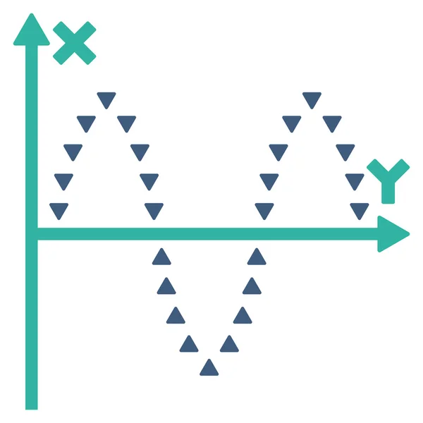 Gepunktetes sinusoides Plot flaches Vektorsymbol — Stockvektor