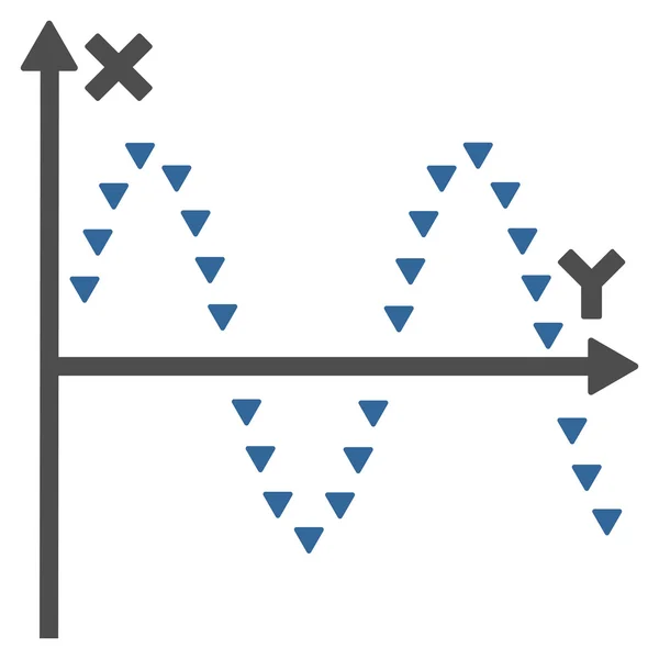 Símbolo de vector plano de parcela sinusoidal punteada — Vector de stock