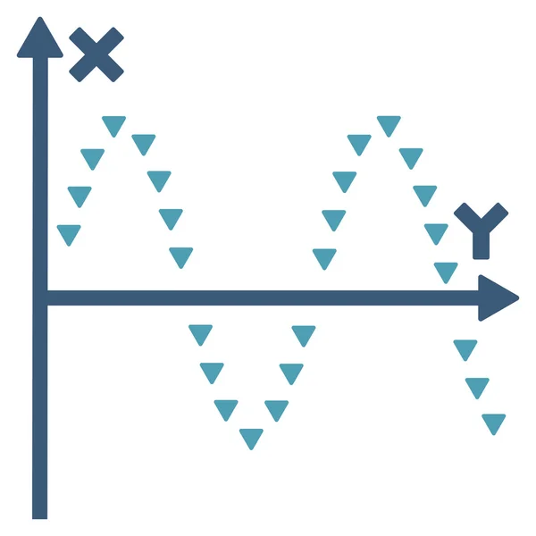 Gepunktetes Sinus-Diagramm flaches Vektorsymbol — Stockvektor