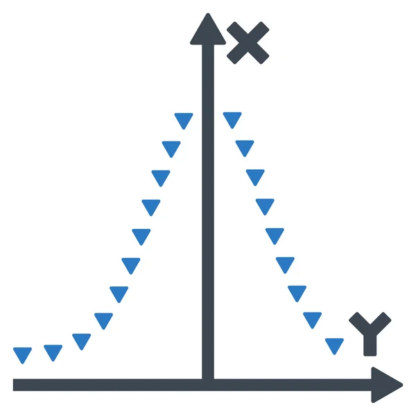 Gestippelde Gauss Plot platte Vector symbool — Stockvector