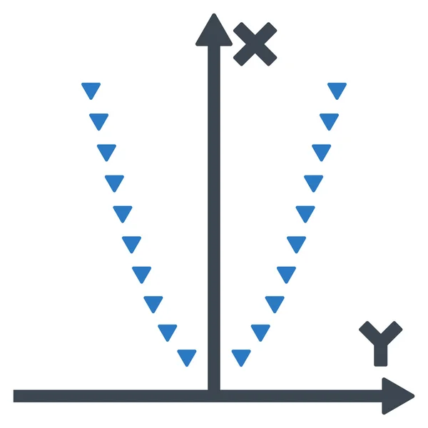 Parabola pontilhada Plot Símbolo vetorial plano — Vetor de Stock