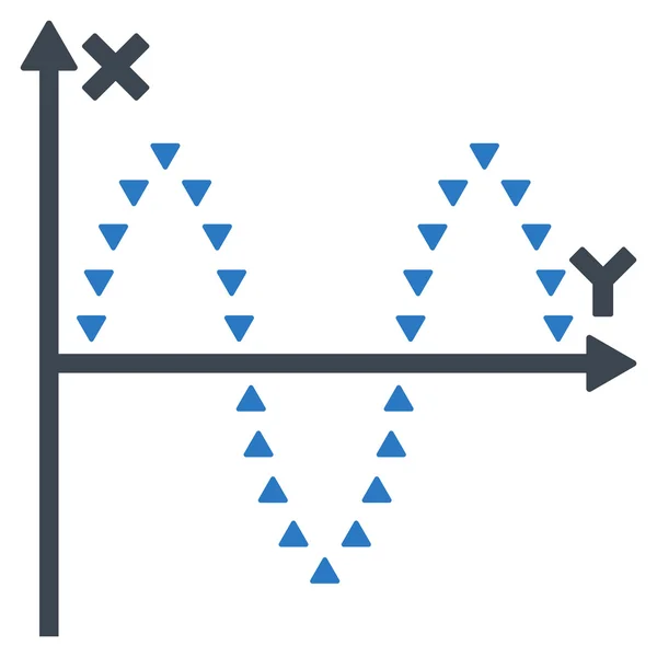 Simbolo vettoriale piatto punteggiato del diagramma sinusoide — Vettoriale Stock