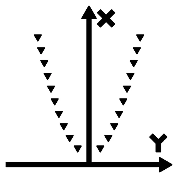 Parabola punteada Parcela Símbolo de vector plano — Vector de stock