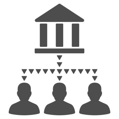 Banka Binası istemci bağlantıları düz vektör simgesi