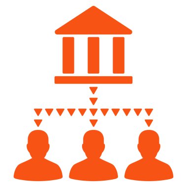 Banka Binası istemci bağlantıları düz vektör simgesi