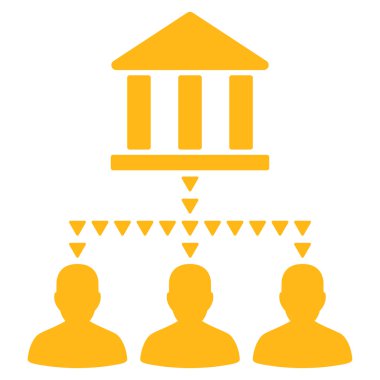 Banka Binası istemci bağlantıları düz vektör simgesi