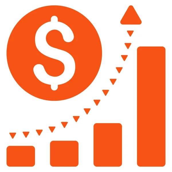 Business Bar Chart Positive Trend Flat Vector Symbol — Stock Vector