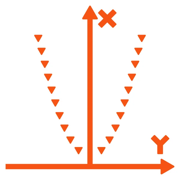 Gepunktete Parabel zeichnet flache Vektorsymbole auf — Stockvektor