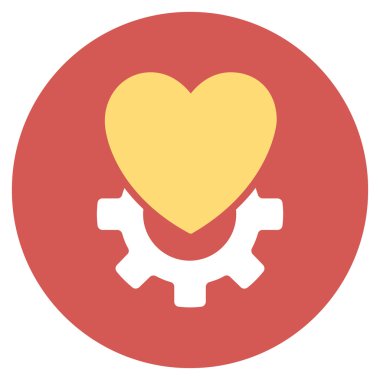 Mekanik Kalp simgesi düz yuvarlak