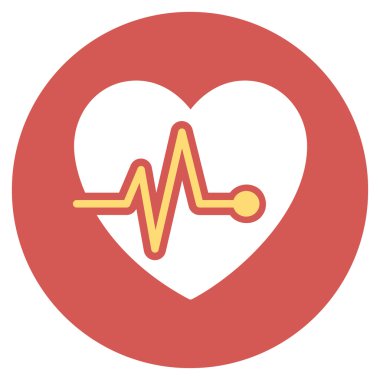 Kalp nabız düz yuvarlak simge