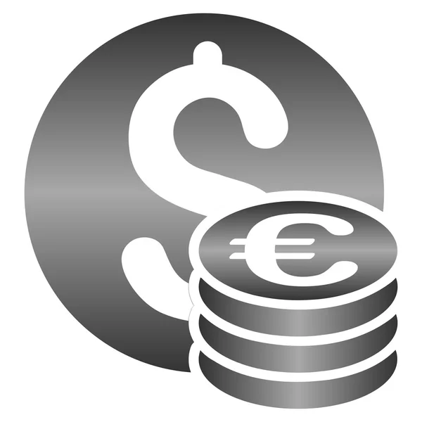 Dollar- und Euromünzen mit Glyphen-Symbol — Stockfoto