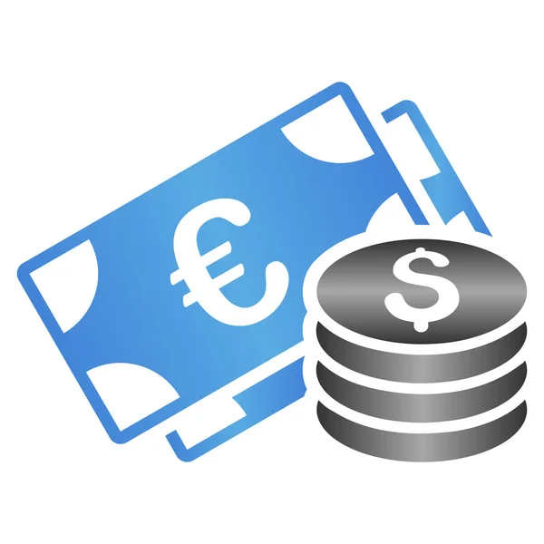 Euro en Dollar Cash kleurovergang Glyph-pictogram — Stockfoto