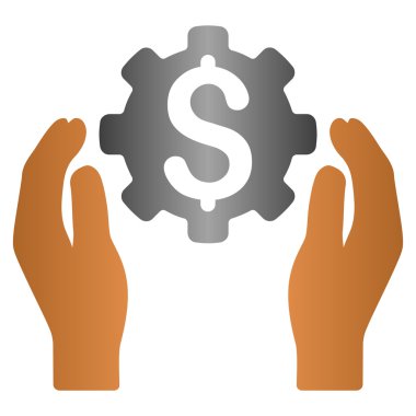 Doları dişli bakım el degrade glif simgesini