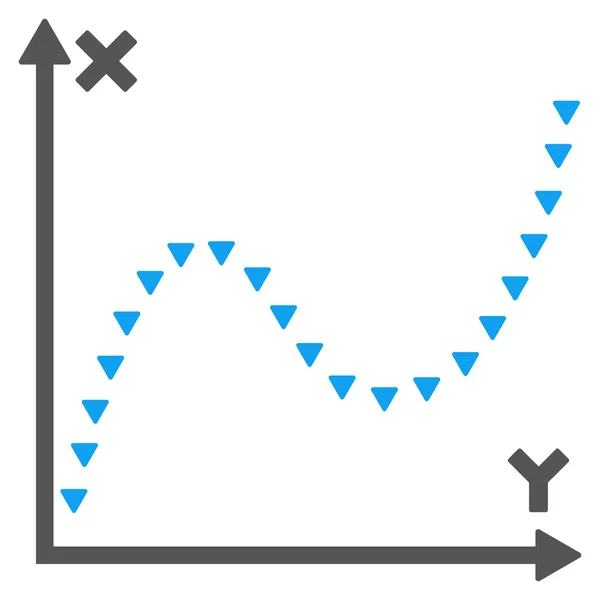 Gepunktetes Funktionsdiagramm flaches Vektorsymbol — Stockvektor