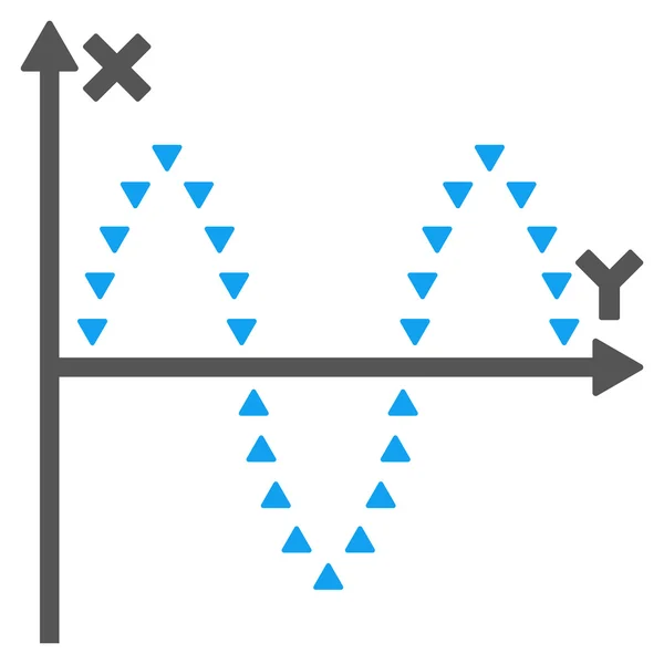 Gestippelde Sinusoid Plot platte Vector symbool — Stockvector