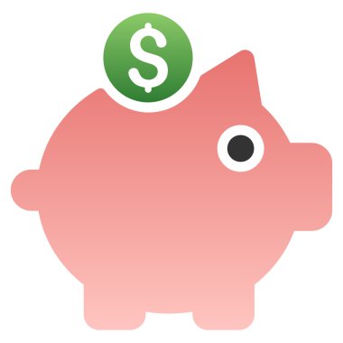 Kumbara degrade glif simgesi