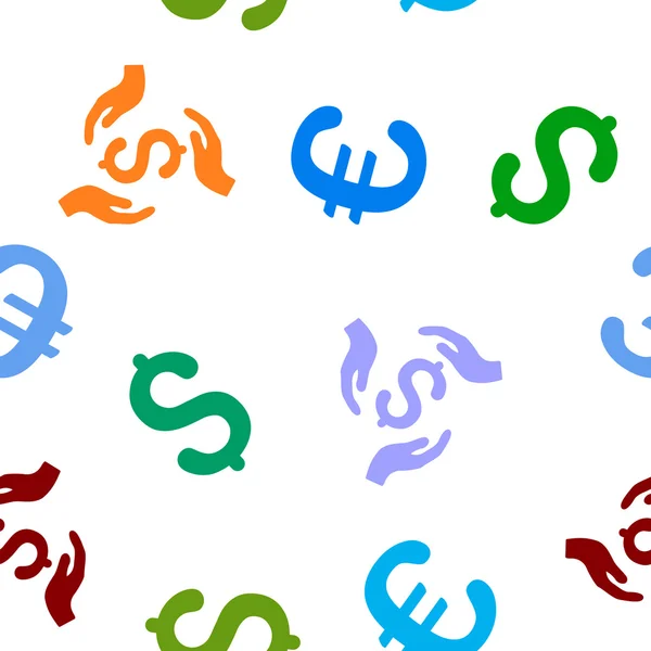 Mãos de cuidado de dinheiro sem costura plana Glyph Pattern — Fotografia de Stock