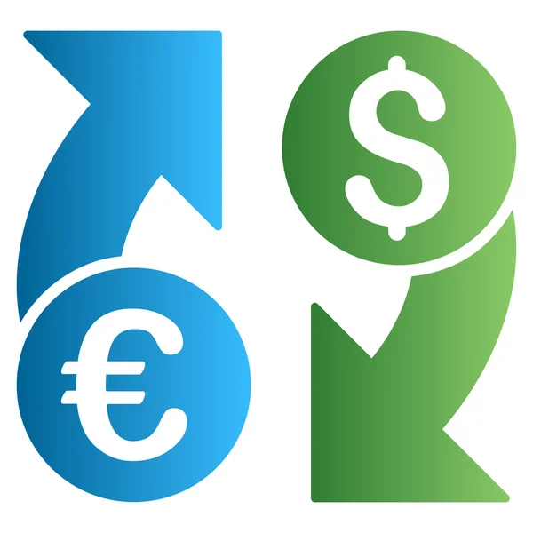 Dólar euro cambio gradiente glifo icono — Foto de Stock