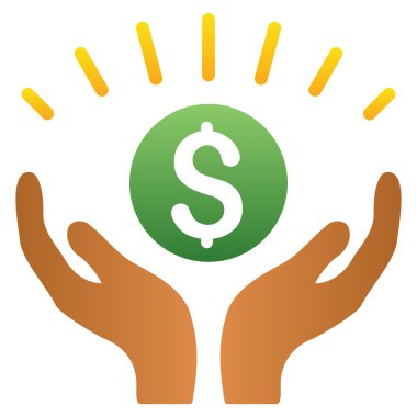 Finansal refah eller degrade glif simgesi