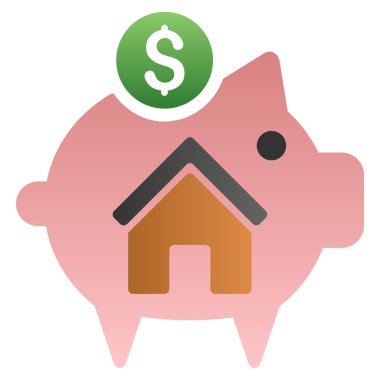 Ev Tasarruf Piggy Bankası Gradyan Vektör Simgesi