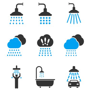 Duş düz glif Icon Set