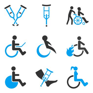 Engellilerin glif simge seti düz