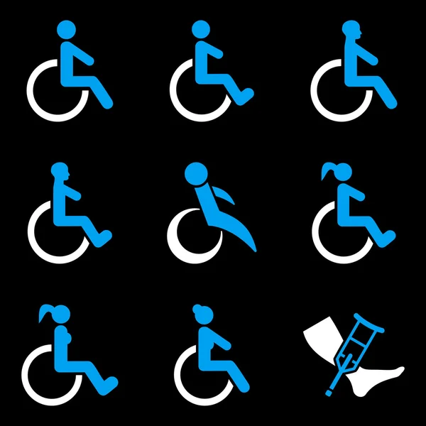 Conjunto de iconos de vectores planos para personas con discapacidad — Vector de stock