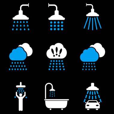 Duş düz glif Icon Set