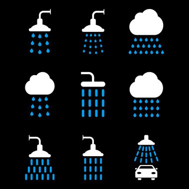 Duş düz glif Icon Set