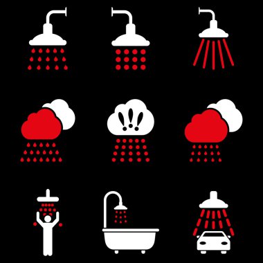 Duş düz glif Icon Set