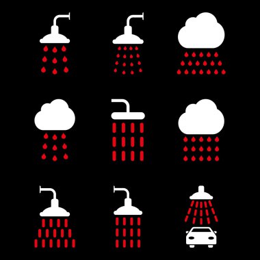 Duş düz glif Icon Set