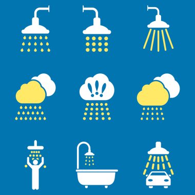 Duş düz glif Icon Set