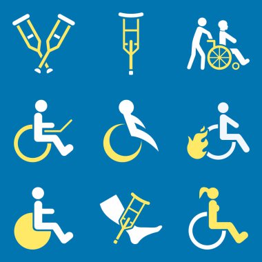 Engellilerin glif simge seti düz