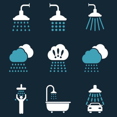 Duş düz glif Icon Set