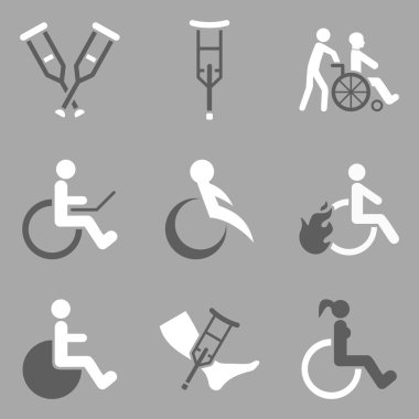 Engellilerin glif simge seti düz