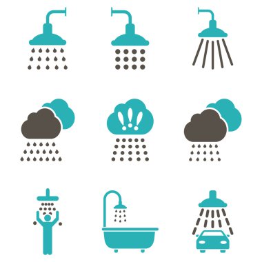 Duş düz glif Icon Set