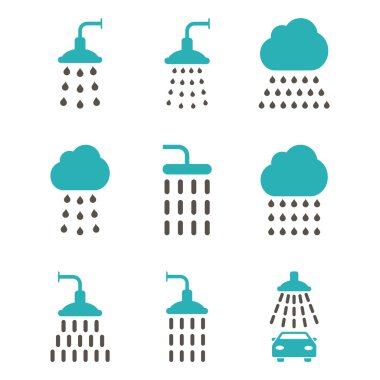 Duş düz glif Icon Set