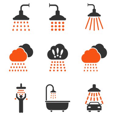 Duş düz glif Icon Set