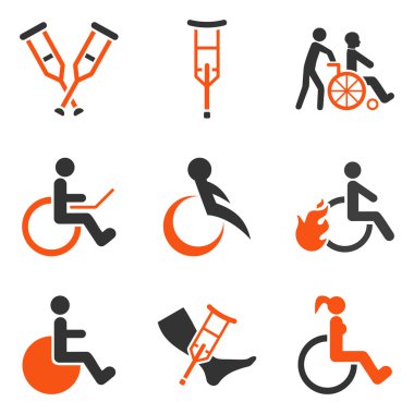 Engellilerin glif simge seti düz