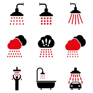 Duş düz glif Icon Set