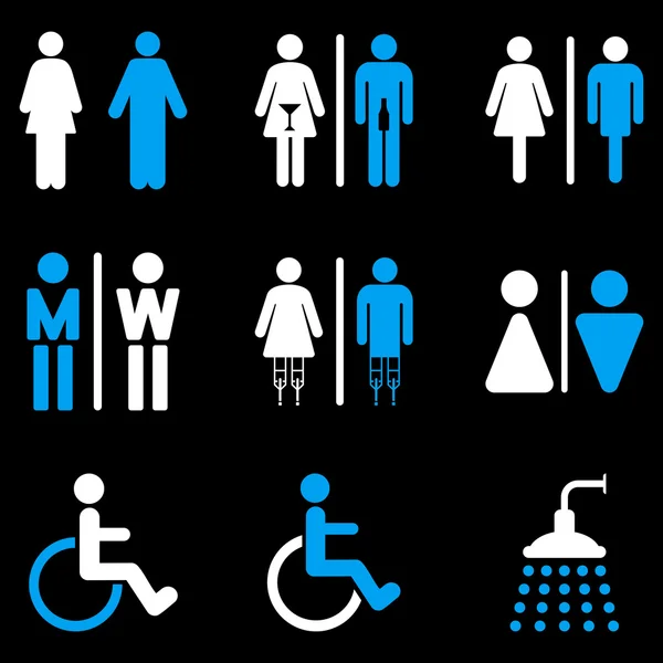 Set de iconos de glifo plano para personas de baño — Foto de Stock
