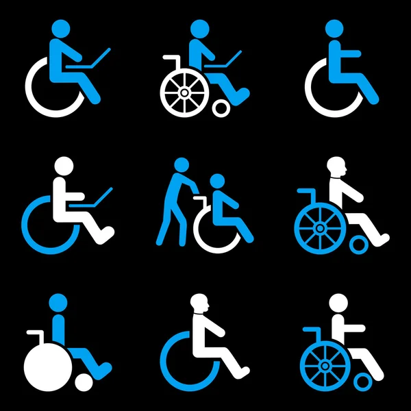 Personen met een handicap vlakke Glyph Icon Set — Stockfoto