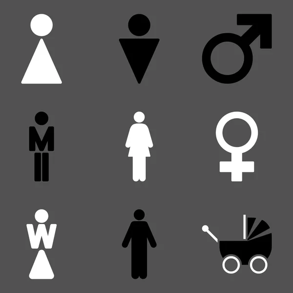 Wc Gender-Symbole flache Glyphen-Symbole — Stockfoto