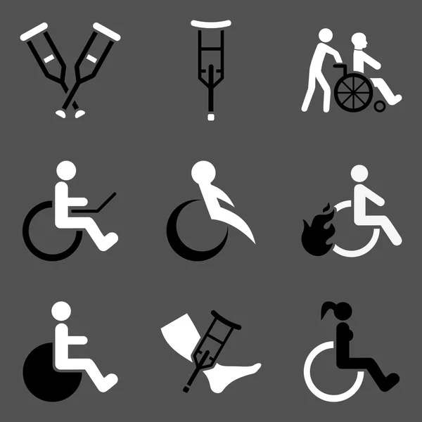 장애자 플랫 글리프 아이콘 세트 — 스톡 사진