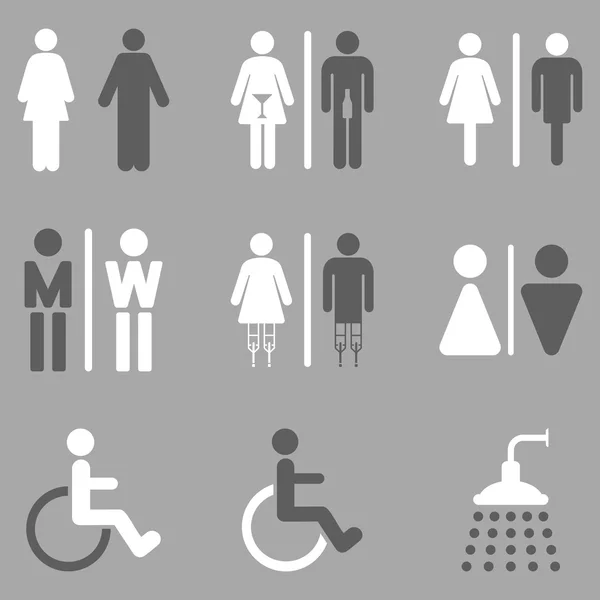 Set de iconos de glifo plano para personas de baño — Foto de Stock