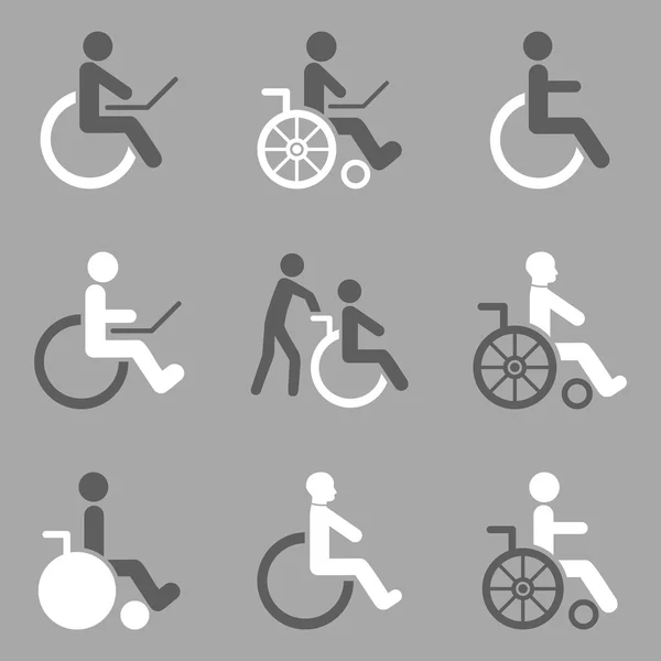 Set di icone per glifi piatti per disabili — Foto Stock