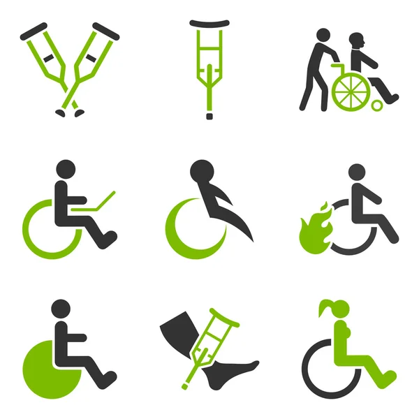 Набор икон для инвалидов с плоской глифой — стоковое фото