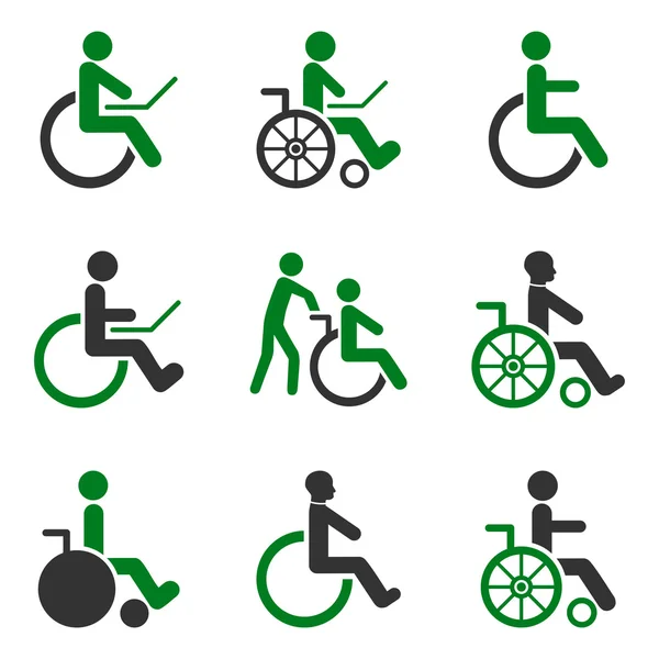 Personen met een handicap vlakke Glyph Icon Set — Stockfoto